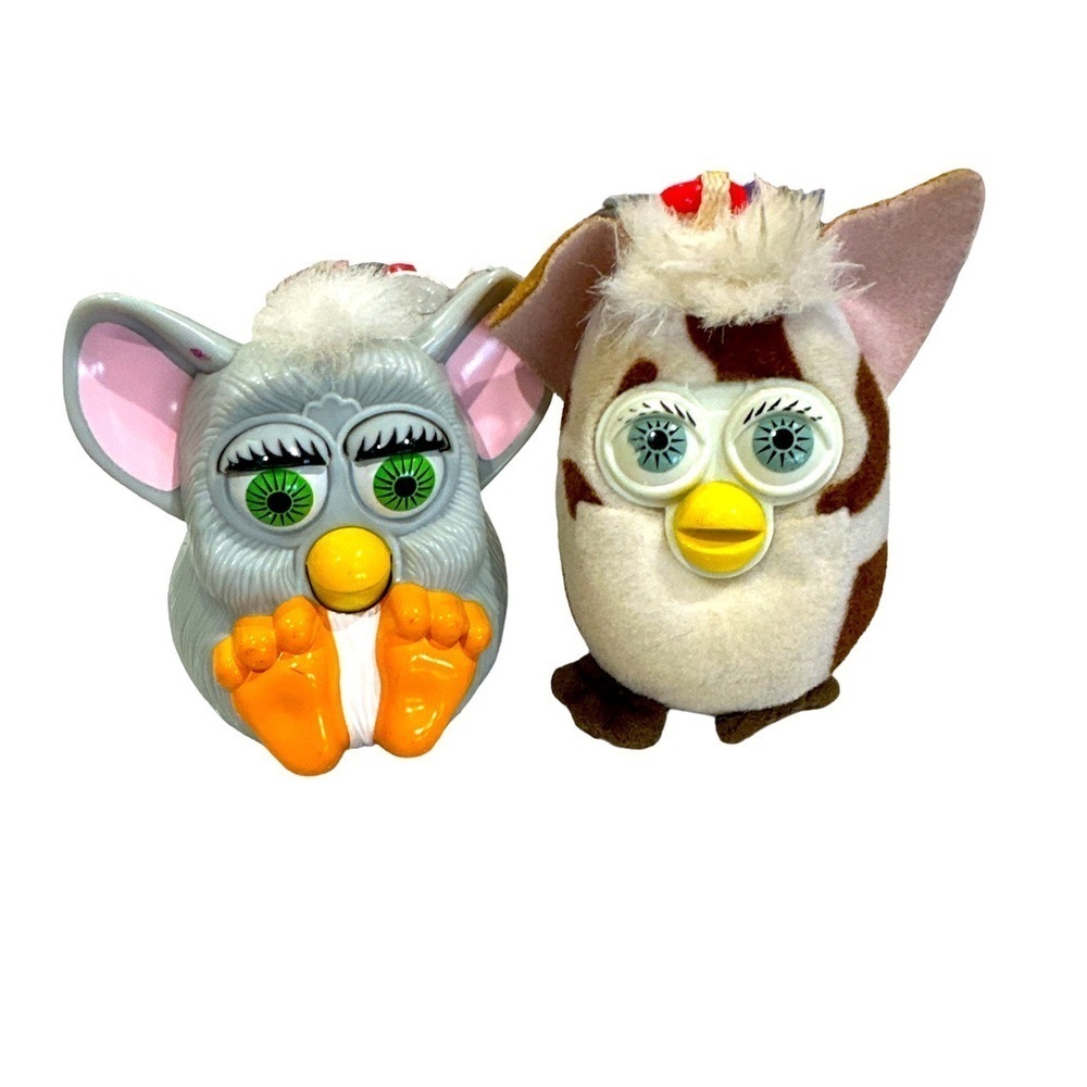 Furby toys for McDonald’s plush key chain from 2000 & plastic furby toy 1998